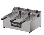 Fritadeira Elétrica 6600w Com 3 Cubas E 9 Lts Metalcubas FE 3C 220v