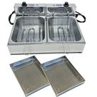 Fritadeira Elétrica Industrial 2 Cubas Inox 10 Litros com Escorredor M Fritadeira Elétrica Industrial 2 Cubas Inox 10 Litros com Escorredor M