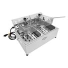Fritadeira Elétrica Industrial Bancada 2 Cubas 12L Óleo Aço Inox 3000W 220v Spolu