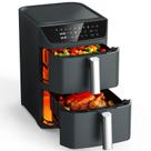 Fritadeira sem óleo Mirtan com cestos duplos 12,6 qt 10 em 1 cinza
