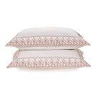Fronha 2 Peças 200 Fios Bordado Antônia Branco/Rosa Karsten
