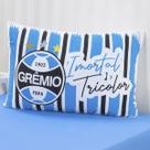 Fronha Avulsa KazzaVip Malha 100% Algodão Estampa Localizada Licenciada Grêmio 50cmx70cm Branco
