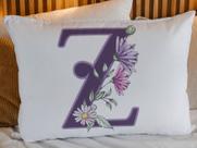 Fronha Capa Travesseiro com Iniciais Alfabeto Letras Turquesa Floral