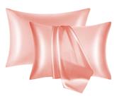 Fronha de seda NOLRDR Mulberry Silk, pacote com 2 unidades, rosa king size