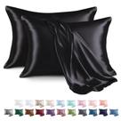 Fronha MR&HM Satin Silk, pacote com 2 unidades king size 20x36cm, preta