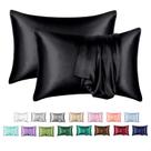 Fronha MR&HM Silk Satin para cabelo e pele, pacote com 2 unidades pretas