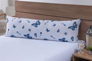 Fronha Para Travesseiro de Corpo 1,40mx45cm 100% Algodão 180 Fios Borboleta Azul