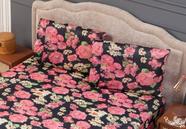 Fronha Prática Malha Gel com Vira 2 Peças Estampa 8 Floral Preto e Rosa
