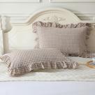 Fronhas Mywinlle Taupe/White, babado xadrez, tamanho padrão