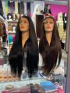 Front lace Lacewig Peruca Full HD premium Castanho escuro cor 4 e cor 2 Lisa longa 75cm