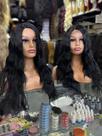 Front lace peruca 60cm fibra premium tela hd babyhair ondulada