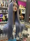 Front lace peruca azul preta castanho biovegetal longa 90cm lisa premiium