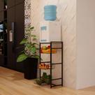 Fruteira 3 Cestos Cozinha Preta Em Aço Base Mdf Amadeirado