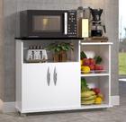 Fruteira Base p/ Microondas Multiuso 2 Portas Branco C/ Preto Cozinha