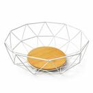 Fruteira Bowl Branca com Base em Madeira Natural Design Premium e Estilo Moderno WESTING by BSMIX
