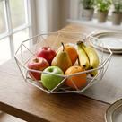 Fruteira Bowl Branca com Base em Madeira Natural Design Premium e Estilo Moderno WESTING by BSMIX