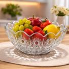 Fruteira Centro de Mesa em Vidro Trabalhado Borda Ondulada