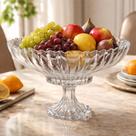 Fruteira Centro De Mesa Trabalhado De Cristal Grande 30 Cm
