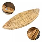 Fruteira Cesta Oval Em Fibra Natural Seagrass Com Estrutura Em Metal Resistente Multiuso Boho Chic