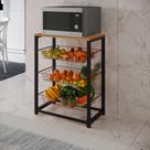 Fruteira com Suporte para Micro-ondas Barcelona Aço Preto Cesto Cobre Tampo Canela
