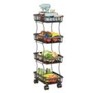 Fruteira De Chão Cozinha 4 Cestos, Carrinho Organizador de Cozinha de 4 Níveis, Rodas de Bloqueio, Ideal para Frutas, Verduras, Cebolas e Batatas