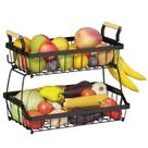 Fruteira de Mesa 2 Níveis com Gancho, Organizador de Armazenamento Multiuso para Cozinha, Sala de Estar e Banheiro