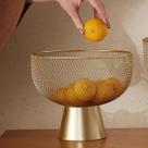 Fruteira De Mesa Dourada Organizador De Frutas Centro De Mesa Cesto Metal Aramado Sala De Jantar Gold