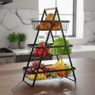 Fruteira De Mesa Organizador Cesto Frutas Cozinha Multiuso Metal 3 andares Legumes Aramado