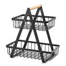 Fruteira de Mesa ou Cesto Multiuso Cesta de metal portátil Organizador para Casa Cozinha Escritório ES COR:PRETO