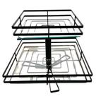 Fruteira de Mesa Vidro Dupla Quadrada Preto Fosco Giratória
