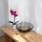 Fruteira de Metal Preto e Madeira Moderna 27 cm Fruteira de Metal Preto e Madeira Moderna 27 cm