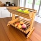 Fruteira e Estante com 2 Cestos de Madeira Maciça - Maju