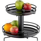 Fruteira Giratória Preta Redonda de Mesa Dupla com Vidro Schmitt 30cm Aramada