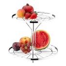 Fruteira Redonda Cromada Dois Andares Porta Frutas Duplo Aramado Para Organização Cozinha Bancada