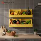 Fruteira Suspensa de Parede Prateleira Porta Legumes Cozinha em Madeira Amarelo Laca Fruteira Suspensa de Parede Prateleira Porta Legumes Cozinha em Madeira Amarelo Laca