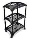 Fruteira Vertical Organizador Frutas Para Cozinha C/ Rodinhas 3 Andares Branco Preto
