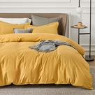 Funda de edredón Bedsure King Size en poliéster amarillo dorado