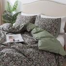 Funda de Edredón HoneiLife Queen Size de Algodón con Estampado Floral - Juego de Cama de 3 Piezas