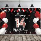 Fundo de banner de aniversário JOYKY Feliz 14º aniversário