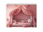 Fundo Fotográfico 1,55 X 1,20 - Quarto de Princesa Rosa Cama 003