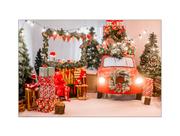 Fundo Fotográfico 2,20 x 1,50 - Cenário Infantil Carro Vermelho Natal 028