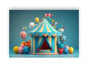 Fundo Fotográfico 2,20 x 1,50 - Circo Azul Efeito 3D 023