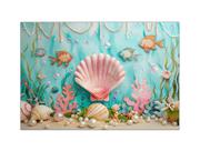 Fundo Fotográfico 2,20 x 1,50 - Fundo do Mar Conchas Rosa e Peixes 028
