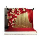 Fundo Fotográfico De Poliéster Com Glitter Dourado E Rosas Vermelhas, Elegante Para Festas Em Fundo Fotográfico De Poliéster Com Glitter Dourado E Rosas Vermelhas, Elegante Para Festas Em