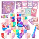 Funewest Kit com 28 Slimes de Unicórnio em Forma de Coração para Dia dos Namorados - Presente para Crianças