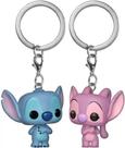Funko Pop Chaveiro Keychain Disney Stitch E Angel 2 Pack