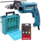 Furadeira de Impacto 1/2'' 760W Reversa HP1640 110V + 9 Brocas Makita