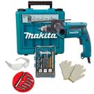 Furadeira de Impacto Makita 13mm HP1640KX1 760W com brocas e maleta + Bits + luvas e óculos VOLTAGEM:220V Furadeira de Impacto Makita 13mm HP1640KX1 760W com brocas e maleta + Bits + luvas e óculos VOLTAGEM:220V