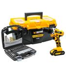 Furadeira e Parafusadeira 12V com Jogo de Brocas 128 peças e Caixa Organizadora de Ferramentas