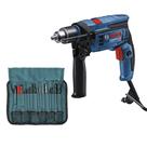 Furadeira Impacto e Parafusadeira Bosch 750W com Kit 23 Acessórios 110V GSB 13 RE Profissional